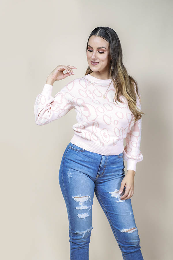 Sueter Animal Print Rosado